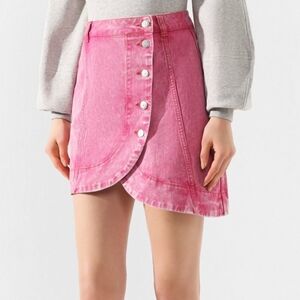 GANNI Asymmetric Denim Skirt In Washed Pink Size EU 38 US Med/6